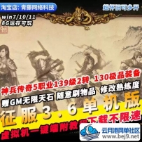 征服3.6神兵传奇单机版5职业139级2转GM无限天石VIP6怀旧PC网游